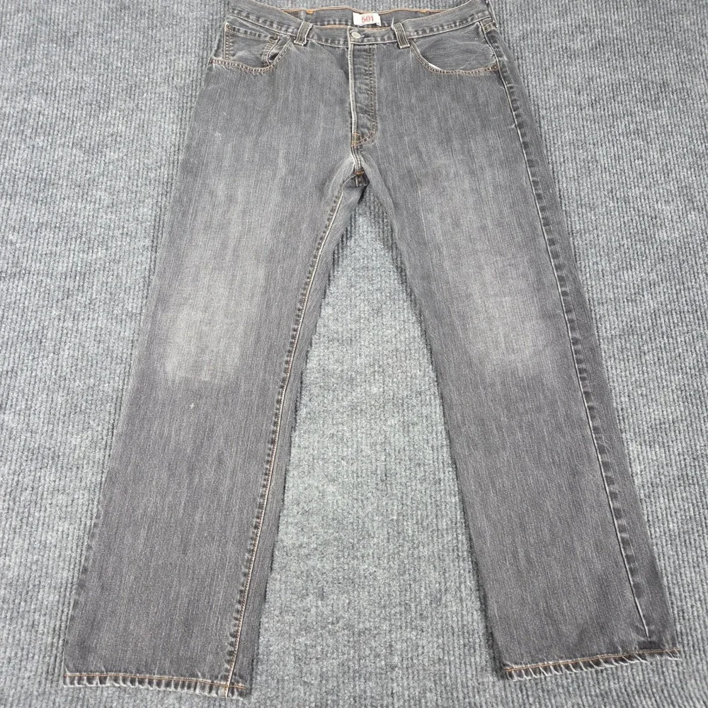 Levis 501 Original Straight Leg‎ Button Fly Grey Denim Jeans Mens W38 L32